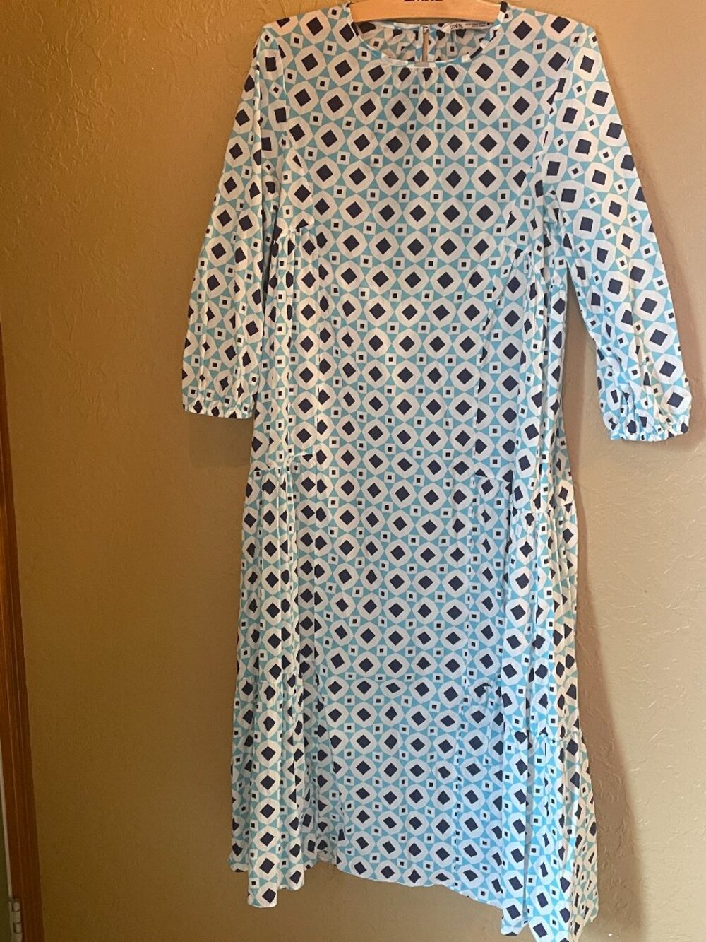 Zara maxi  cotton fabric blue dress